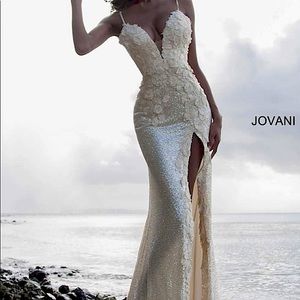 COPY - Jovani 1012 Floral Appliquéd High slit gown